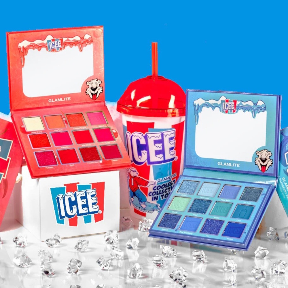 Glamlite Icee Collab Eyeshadow Palette Set (Blue Raspberry and Cherry Palettes)